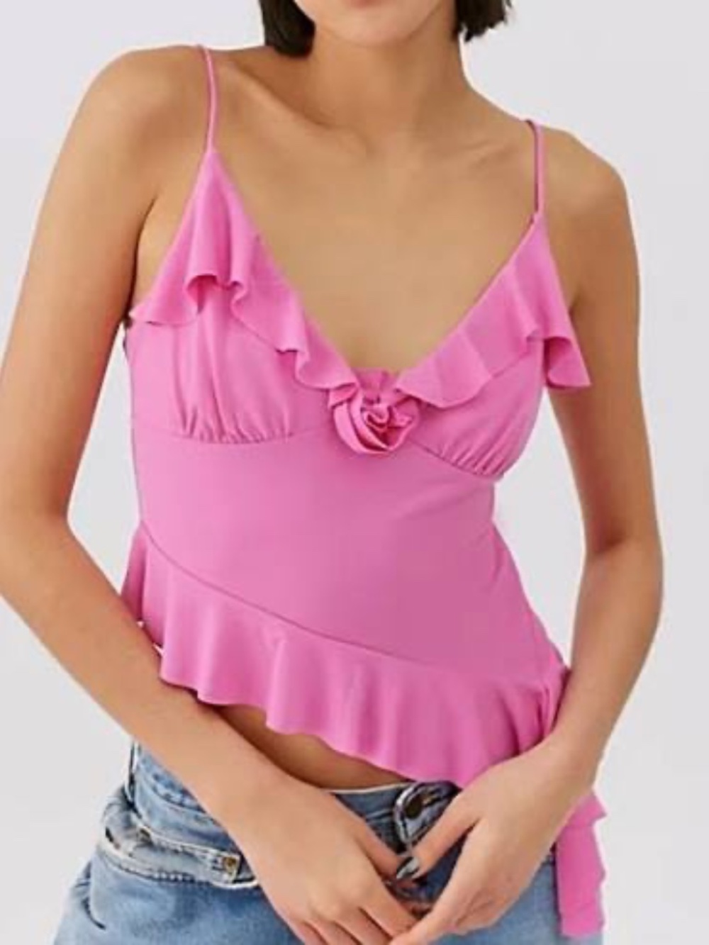 URBAN OUTFITTERS ASSYMETRICAL RUFFLE CAMI NWT